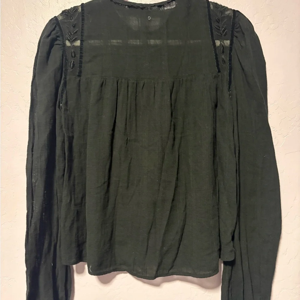 Zara Dark black Embroidered Blouse - Picture 4 of 6